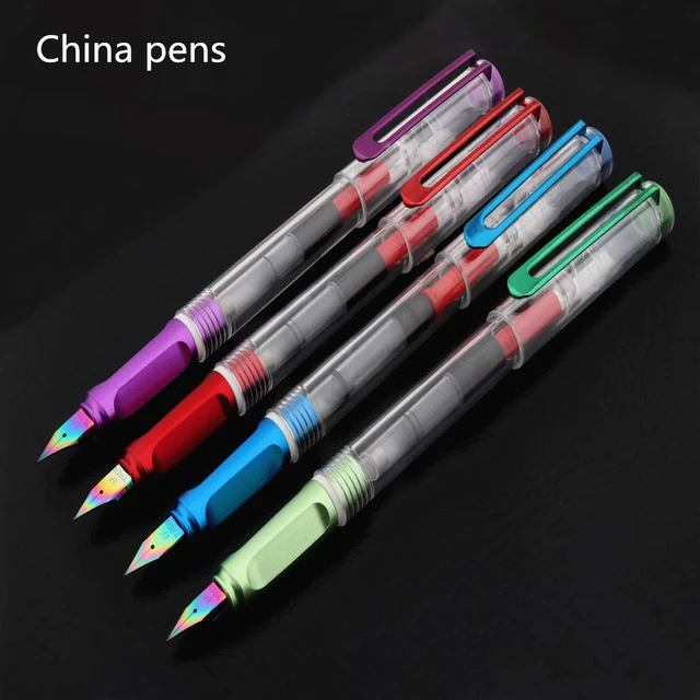 Piston Fountain Pen 4 Colors Refillable Ink Student's Posture Pens For  Writing Calligraphy Fountain Pen School Supply Stationery - AliExpress