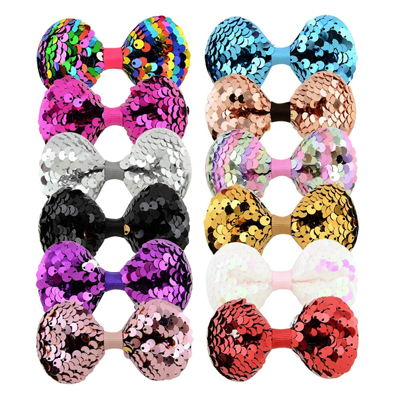 

Fish Scales Sequins Bow Baby Hair Clips For Girls Snap Hairpin colorful Shiney bb Barrette Gift DIY Hair Accessories