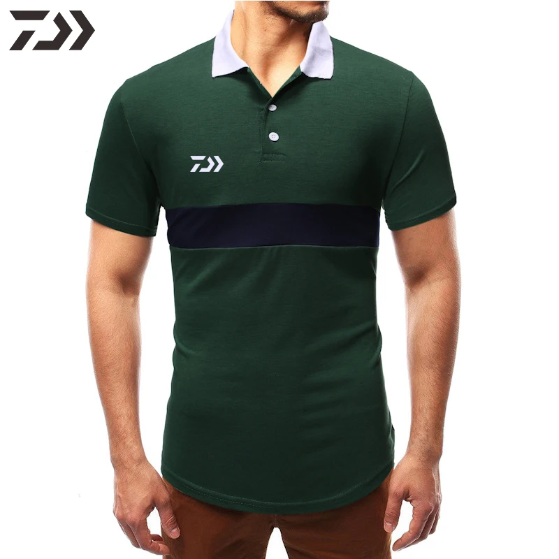 Daiwa рыболовные футболки, мужская рыболовная рубашка, рубашка поло с коротким рукавом, футболка для спорта на открытом воздухе, зеленая верхняя одежда, летняя одежда для рыбалки, мужская одежда