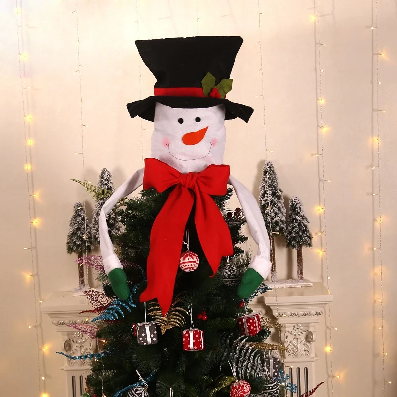 

Ornaments Winter Supplies Christmas Tree Toppers Snowman Santa Claus Hugger Hat Poseable Arms Holiday Decorations