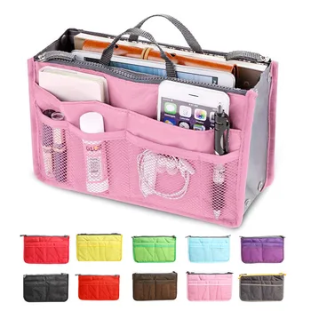 

Multi-use Zipper Cosmetic Space Save Bag Inside Bag Large Capacity Soft Polyester Cosmetics Storage Organizor Ladies Makeup Bag