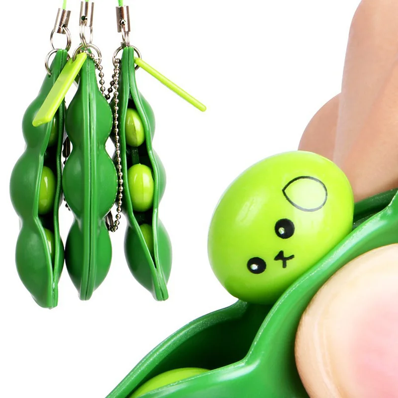 New Unlimited Pinch Squeeze Peanut Meat Soybean Squeeze Decompress Relieve Boredom and Vent Small Keychain Stress Fidget Toys squeezy toys