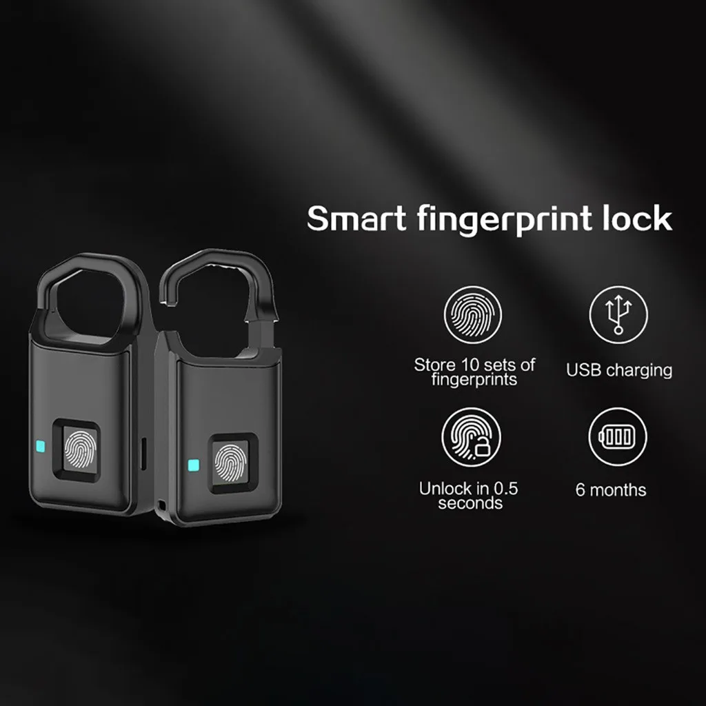 Безопасность Keyless USB Перезаряжаемый дверной замок, замок с отпечатком пальца, Умный замок, быстрая разблокировка для чемоданов, рюкзаков, умного дома