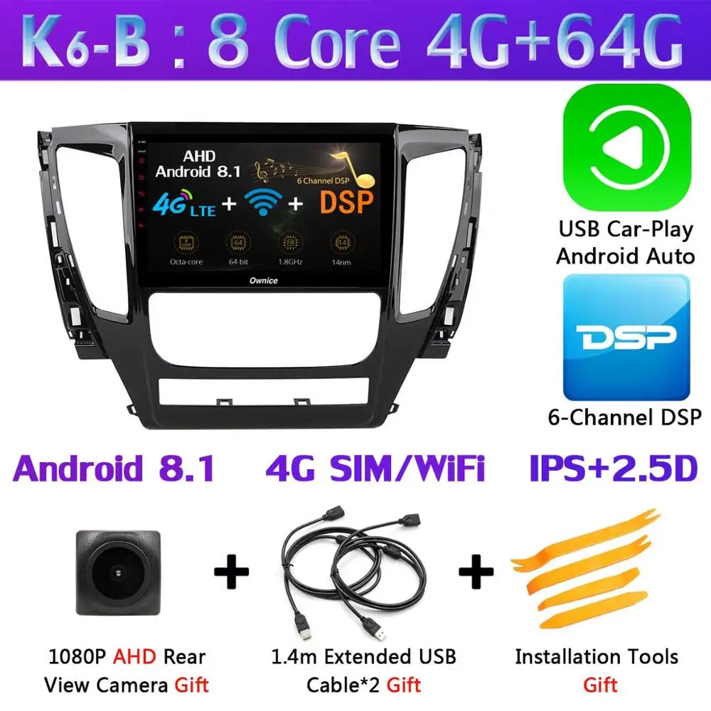 360 ° панорамный Камера Android 9,0 8Core 4G+ 64G DSP CarPlay плеер для Mitsubishi Pajero Montero Sport gps - Цвет: K6-B-CarPlay
