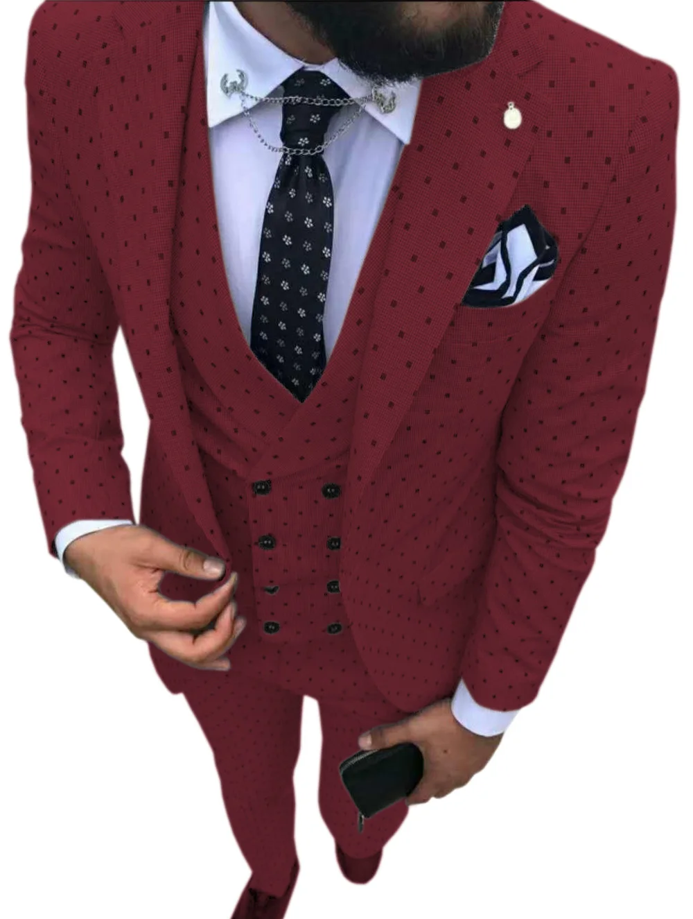 Mens suits Wave point Three Pieces Men Dress Suits Casual Commuter office business suits For Wedding(Blazer+Vest+Pants) Mens suits Wave point Three Pieces Men Dress Suits Casual Commuter office business suits For Wedding(Blazer+Vest+Pants)