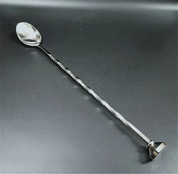 

28.7cm Stainless Steel Cocktail Bar Spoon Spiral Pattern Bar Teadrop Spoon Stir Spoon Bar Tool