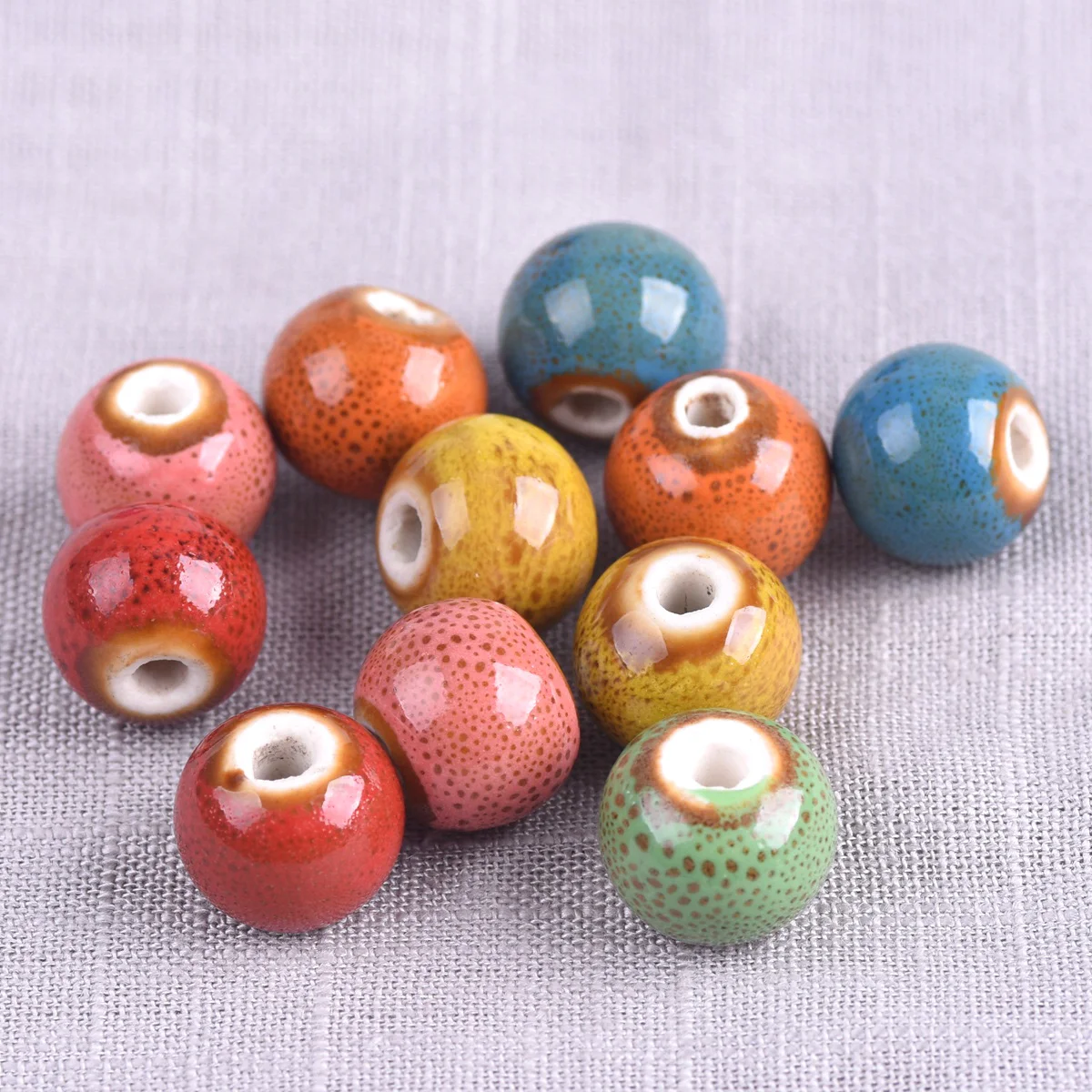 

10pcs Round 12mm Fancy Glaze Ceramic Porcelain Loose Spacer Beads Lot For Jewelry Making DIY