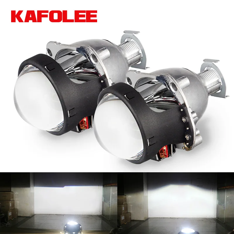 Kafolee retrofit estilo hid bi-xenon alta baixa feixe h1 mini lente do projetor farol lentes h4 h7 hb3 faróis do carro 2.5 polegada rhd