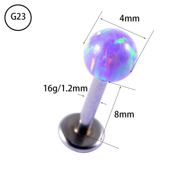 Purple Opal Stone Ear Tragus Cartilage Stud Industrial Conch Daith Ring Nose Lip Nipple Tongue Barbell Piercing Jewelry