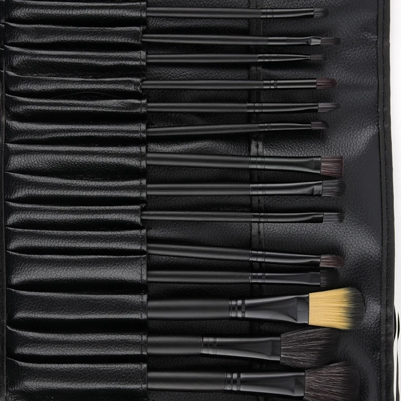 Black Natural 32Pcs Professional Soft Cosmetic Eyebrow Eyeshadow Makeup Brush Pouch Bag Case New