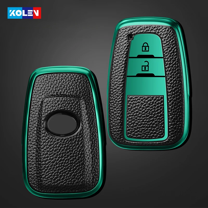 

Leather+TPU Car Remote Key Full Cover Case Fob Keychain For Toyota CHR C-HR Prado Prius Camry Corolla RAV4 Avalon 2017 2018 2019