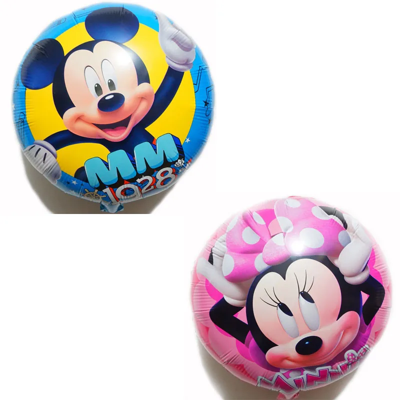 100 шт воздушные шары с Микки Маусом, 18 дюймов, Круглый, стиль, Минни, фольгированные шары для детей, шары на день рождения, детские игрушки - Цвет: 100pcs mixed