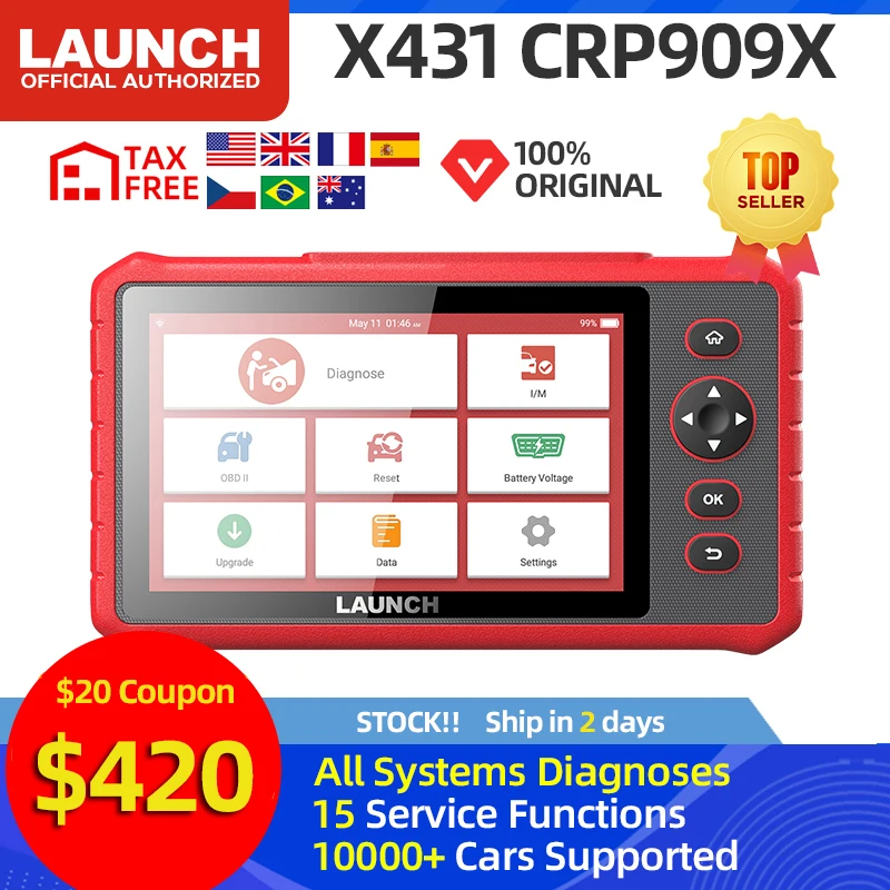 LAUNCH X431 CRP909X OBD2 сканер автомобильный диагностический инструмент Профессиональный