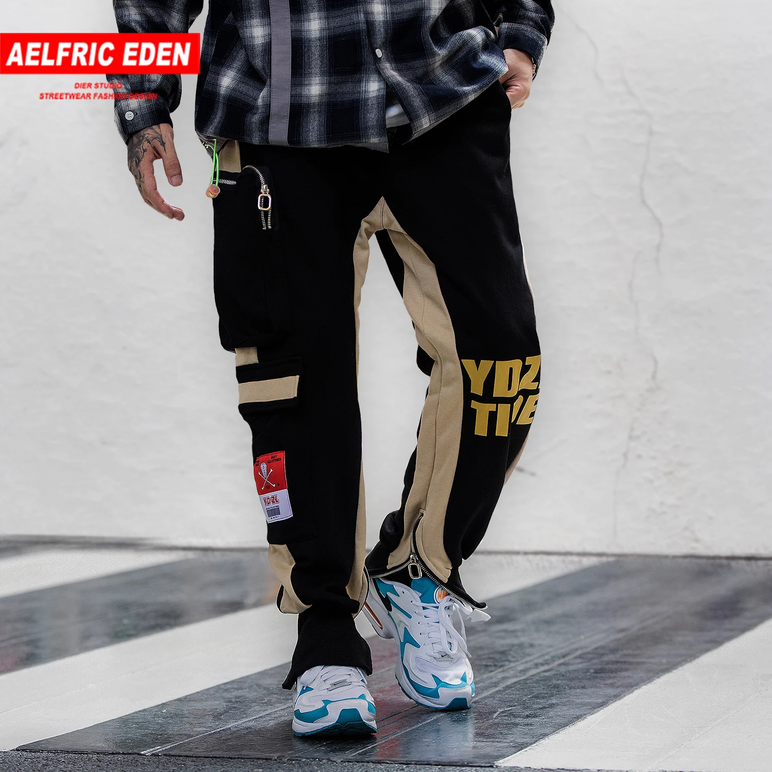 

Aelfric Eden Fashion Patchwork Zipper Pocket Harem Cargo Pants Men 2019 Harajuku Hip Hop Casual Joggers Male Trousers Streetwear