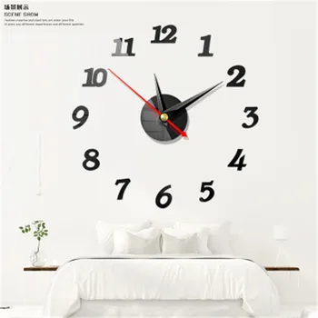 

3D Wall Clock Mirror Wall Stickers Removable 4 Color Self-Adhesive Art Decal Wall Clocks Home Decor Living Room Quartz Needle
