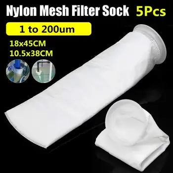 

5Pcs White Micron Fish Aquarium Marine Sump Felt Pre Filter Sock Bag 200/150/75/25/10/1um High Density Of Interspace