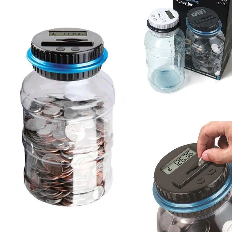 Counting Jar Digital Saving Box Economic Plastic EURO LCD Deposit Gift Coin Counter Money Toy Bank Electronic Convenient