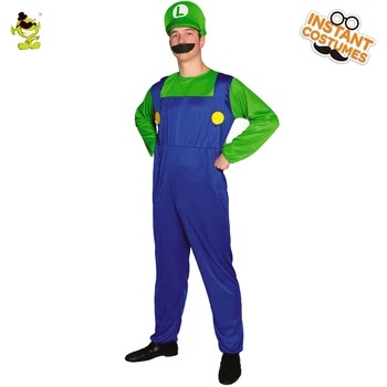 

Adult Man Funny Super Mario Luigi Brother Costume Halloween Carnival Masquerade Party Mario Costume Fantasia Cosplay Jumpsuit