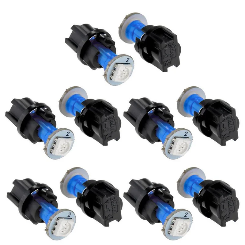 10Pcs 74 T5 Led Twist Socket Car Lights Interni Auto Cruscotto Calibro Cluster Plug Dash Lampadine Blu Accessori Auto