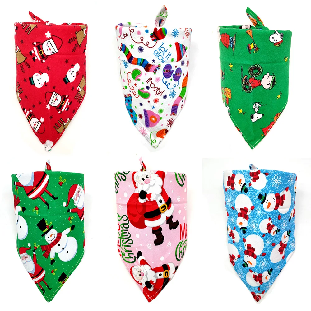 

1 Pcs Pet Dog Grooming Accessories Christmas Santa Claus Design Puppy Dog Cat Scarf Bandana Cotton Washable Dog Bibs Bandana