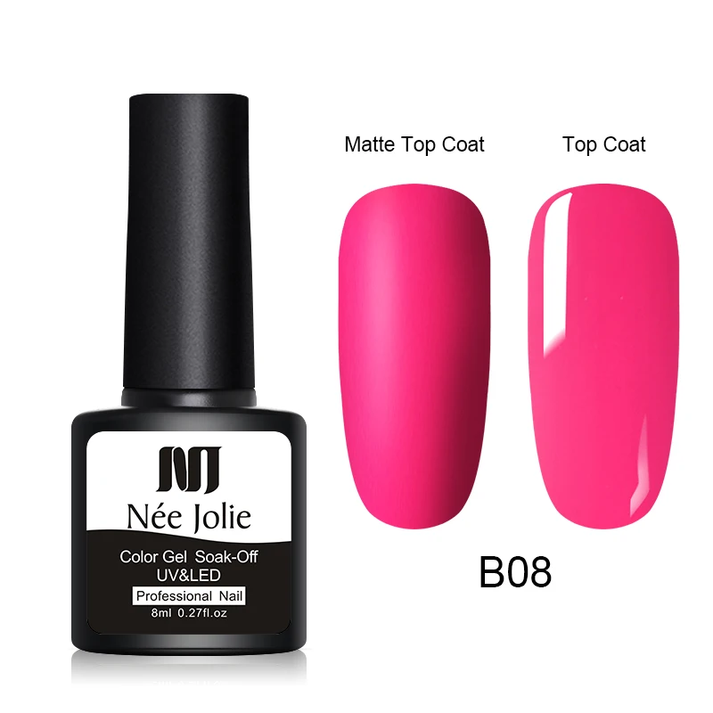 Nee Jolie, 8 мл, телесный цвет, серия, светодиодный гель для ногтей, замочить от УФ-Гель-лак для нейл-арта, Полупостоянный лак для ногтей, гель, 2 бутылки/набор - Цвет: B08