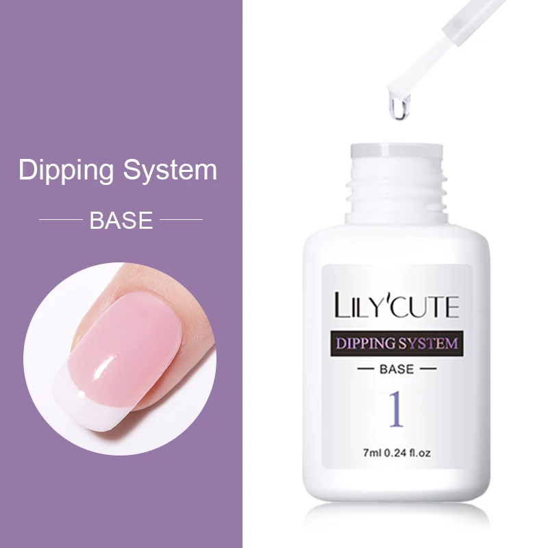 

LILYCUTE 7ml Dipping Nail Powder System Liquid Clear Base Activator Top Long Lasting Nail Art Dip System Liquid No Need UV Lamp
