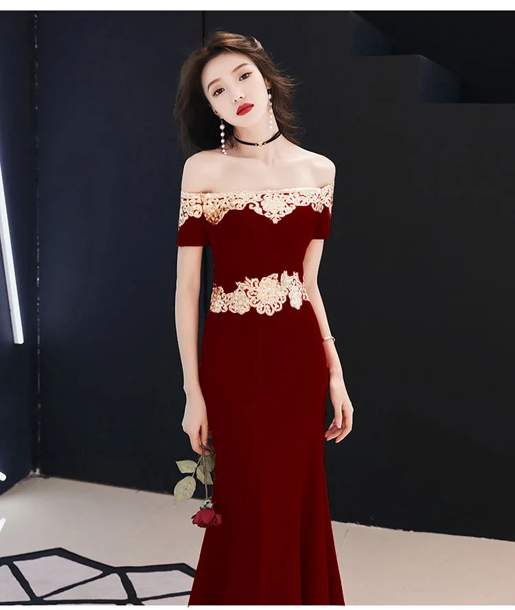 

Toast Evening Dress 2019 New Style Party Banquet Host Long Skirts Elegant Debutante Fishtail Long Dress