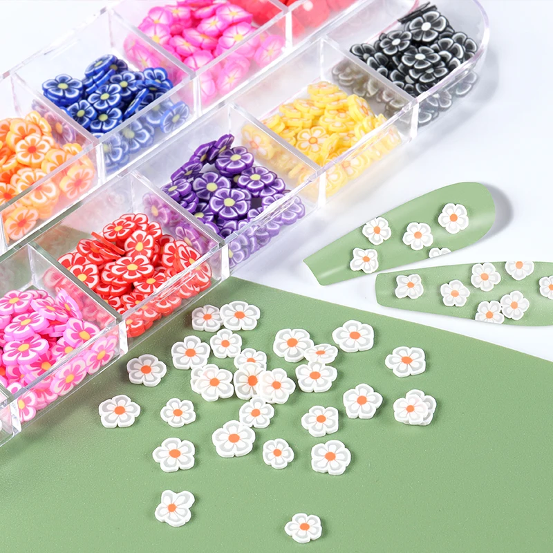 3d Resin White Flowers Nails Flakes For Nail Art Decorations Polymer
