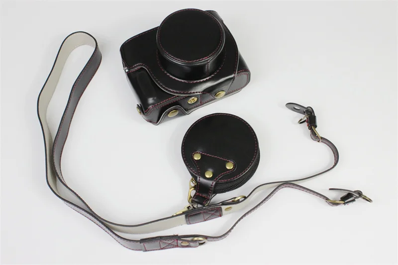 Custodia In Pelle Pu Per Fujifilm Fuji Xe4 X-E4 Copriobiettivo Con Tracolla