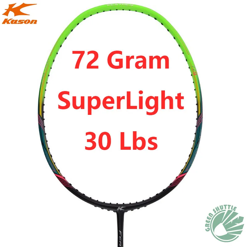 Только 72 г Kason Суперлайт 72 г ракетка для бадминтона графитовая ракетка красочное перо K600 с бесплатным захватом - Цвет: K600-Green
