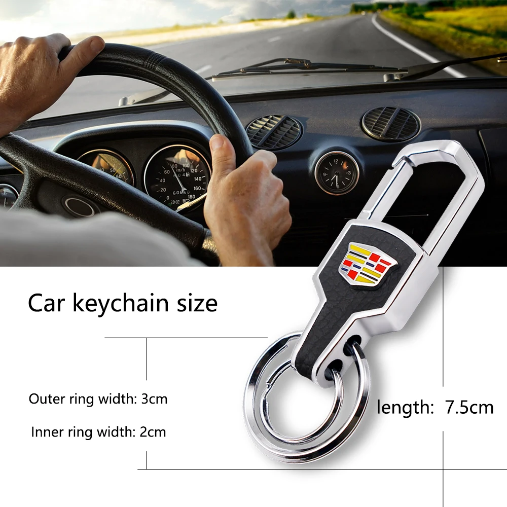 Alloy Metal Car KeyChain Emblem KeyRing Holder Buckle Ornament Accessories For Cadillac SRX BLS Deville XTS DTS ATS STS SLS XT5 |