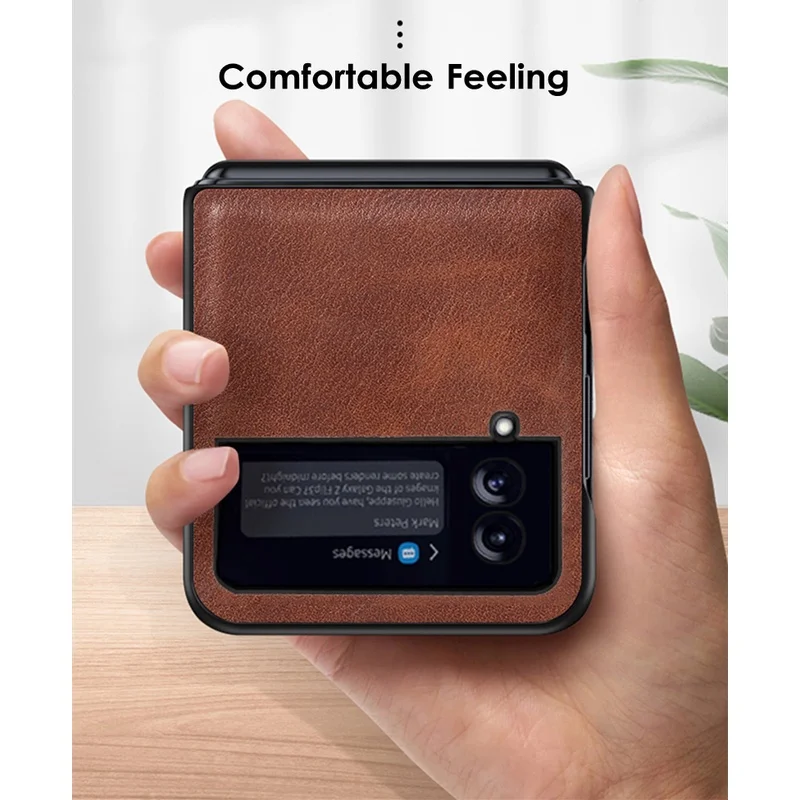 Luxury Vintage Genuine Leather Case For Samsung Galaxy Z Flip4 Flip3 Classic Business Cover For Galaxy Z Flip 3 5G