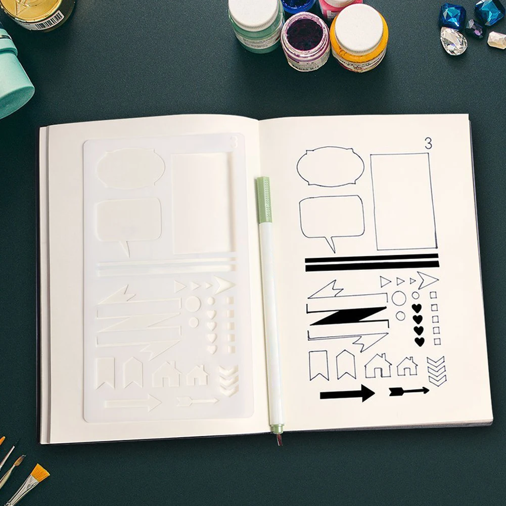 12 шт. ежедневник шаблон комплект пластиковых линеек для скрапбукинга DIY Рисунок(4X7 дюймов) прочный и удобный