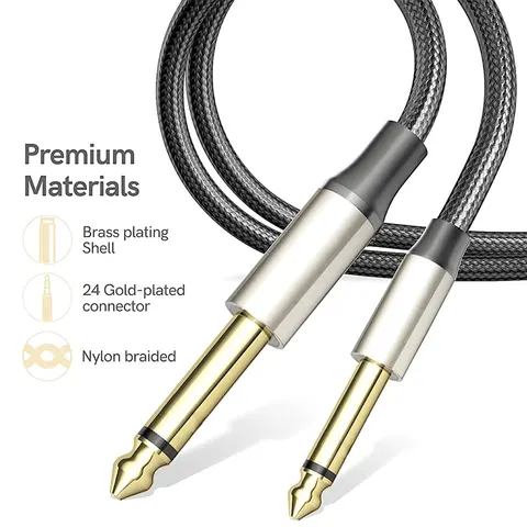 to 6.35mm Adapter Aux Cable for Mixer Amplifier CD Player Speaker Gold Plated 3.5/6.35 Jack to Jack Male Audio Cable