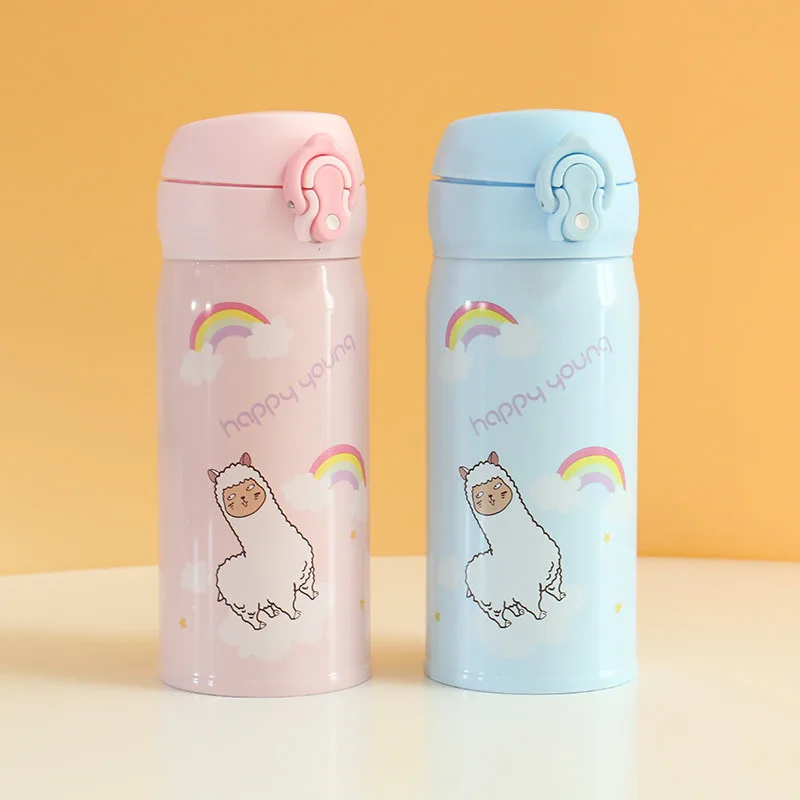 

2019 New Style Creative Students Glass Insulated Stainless Steel Bottle Cartoon Portable Tumbler Animal Shells Cover Insulation