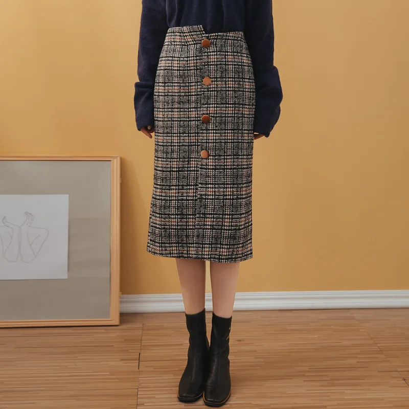 

2020 New lady tight-fitting irregular high-waist split A-line skirt gray