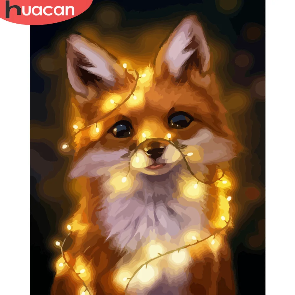 

HUACAN Coloring By Numbers Fox Animals Kits Drawing Canvas DIY Pictures Oil Painting Hand Painted Gift Home Decor