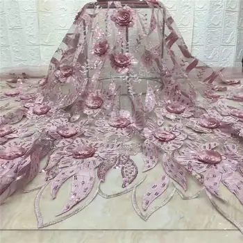 

Factory price2019African sequins lace fabric high quality 3D Applique lace for Nigerian wedding Dresses Winn666