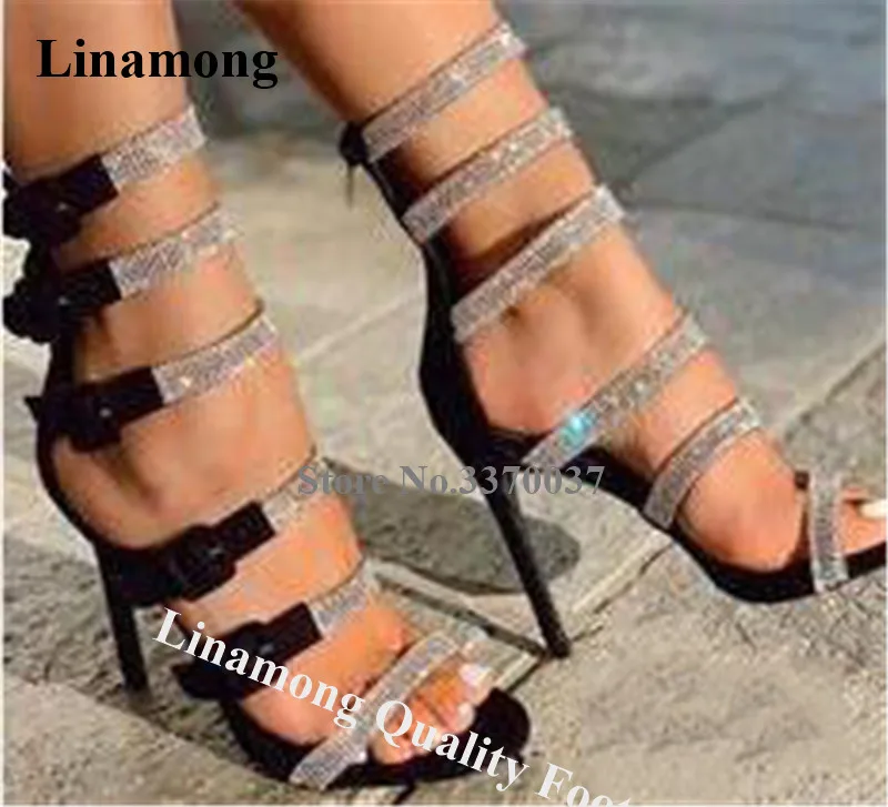 

Сандалии-гладиаторы женские, с открытым носком, на шпильке, с пряжкой