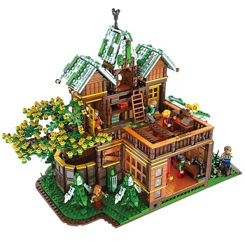 

86002 MOC The Old Time Room Clock Shuttle House Forest Villa Cabin Building Blocks Winter Christmas House Gifts Toys For Childre