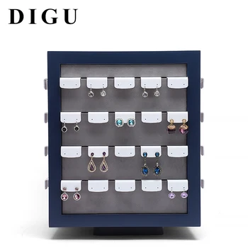 

DIGU Wooden blue paint jewellery rotating display stand earrings display stand turntable earrings jewelry storage rack