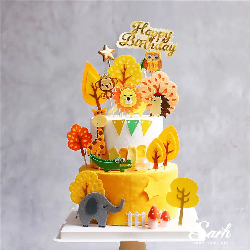 Decoration De Gateau En Feutre Herisson Lion Girafe Chouette Decoration Pour Fete D Anniversaire Fournitures De Patisserie Sur Les Animaux Cadeau D Amour Pour Reception Cadeaux Pour Bebe Anniversaire Pour Enfant Aliexpress