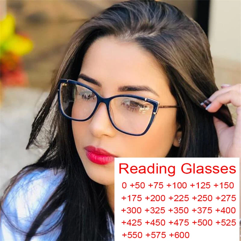 Gafas de lectura azules para mujer, gafas graduadas de marca, gafas de visión, Marco para ordenador, gafas ópticas - AliExpress