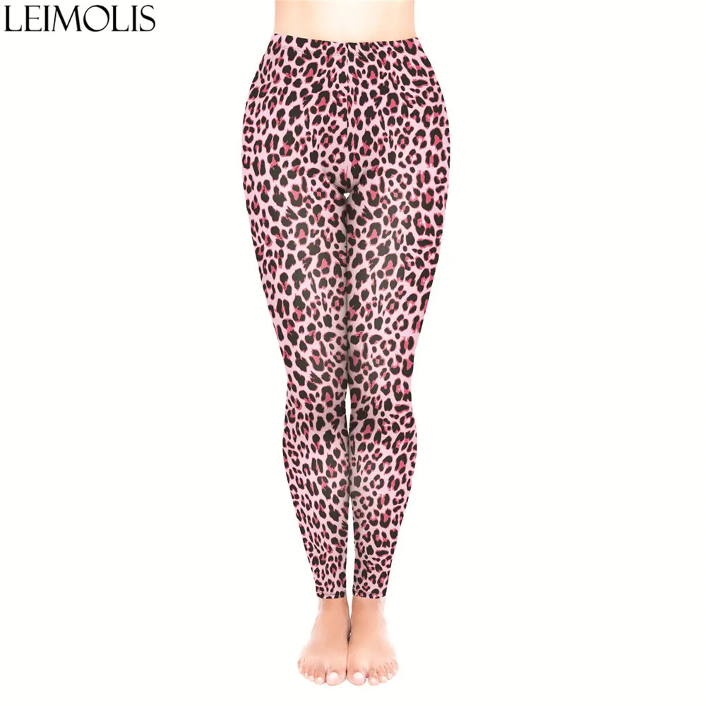

LEIMOLIS 3D print Pink Leopard Animal fitness push up workout leggings women plus size High Waist punk rock sexy leggins