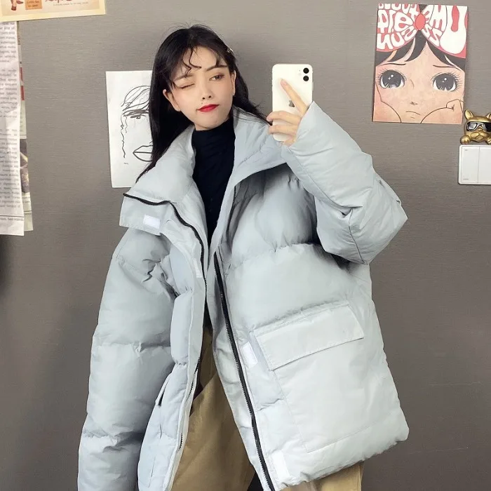 

Autumn Clothing Medium-length 2019 New Style Thick Korean-style CHIC Loose-Fit Versatile Cotton-padded Jacket-Long Sleeve Zipper
