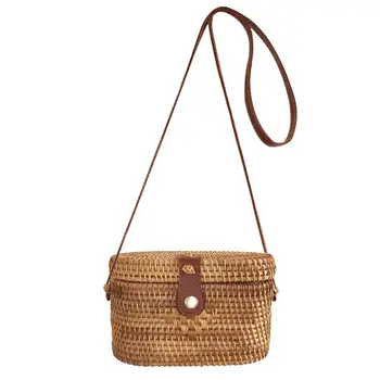

Summer Small Shoulder Bags Women Bohemia Handmade Beach Rattan Square Flap Bags Ladies Crossbody Handbags for Travel