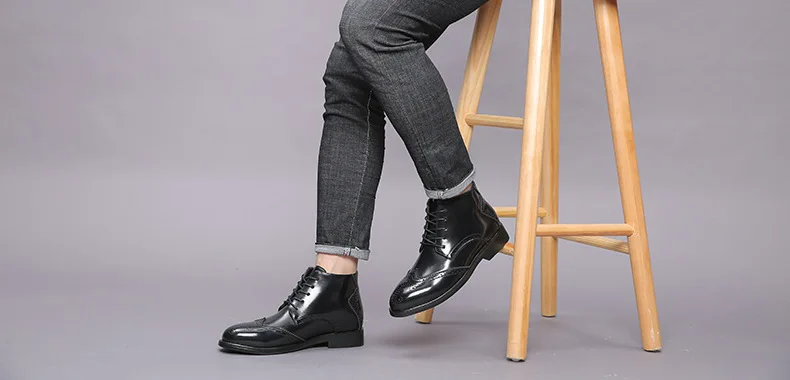 Мужские ботильоны на шнуровке модные Демисезонные ботинки мужские ботинки больших размеров 38-48 повседневная кожаная обувь с острым носком мужские ботинки челси цвета: черный, серый, золотой