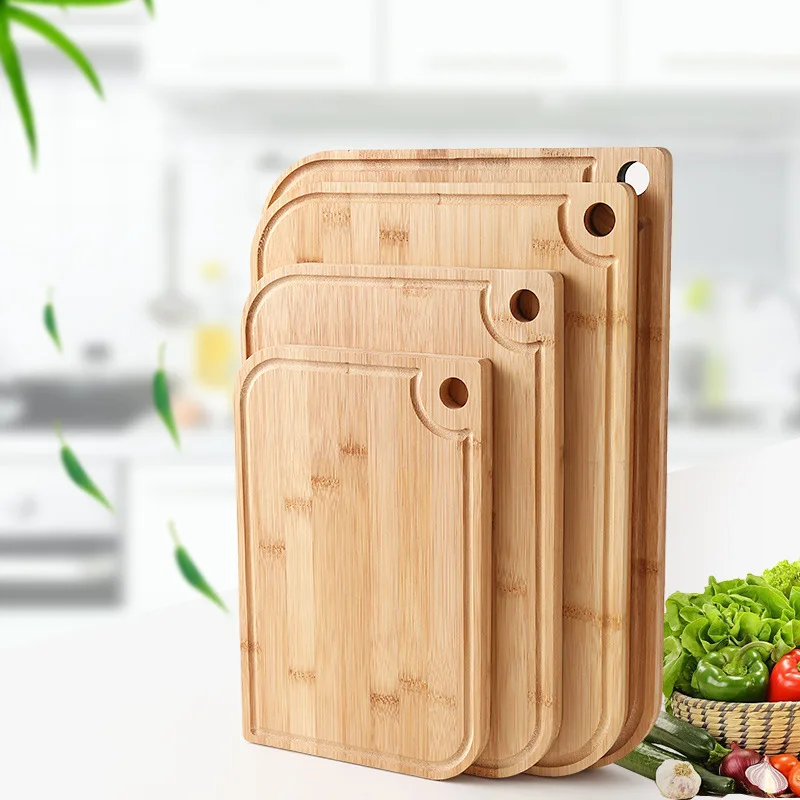 

Kitchen Cut Cutting Board Household Drill Plate Bamboo Large Size Rectangular Thick Dough Board Fruit Cutting Board Sub-