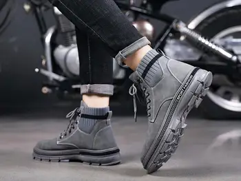 

Martin boots men's winter retro tooling Martin shoes high to help men's wild to help black boots