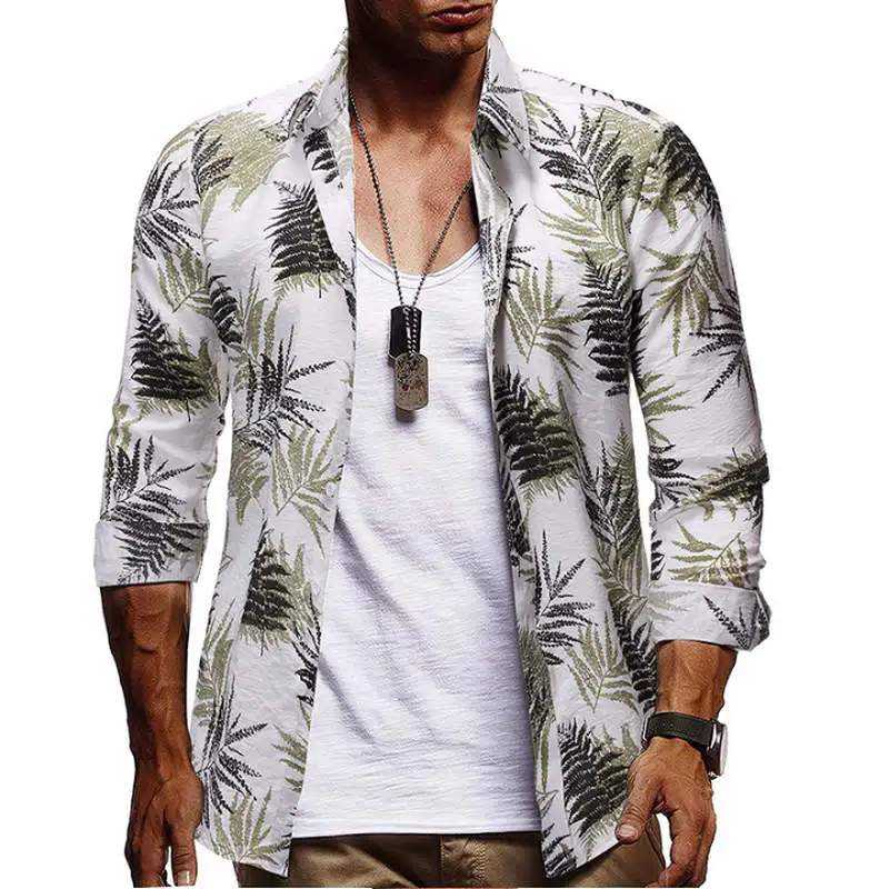 Мужские рубашки весенние мужские повседневные Camisa Masculina с принтом насекомых облегающие Гавайские рубашки с длинными рукавами